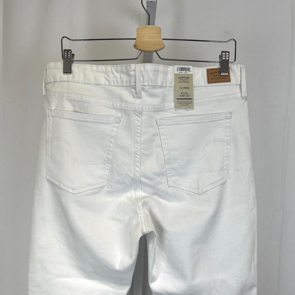 NWT LEVI STRAUSS Signature Mid Rise Skinny Crop Jeans Distressed White 14 / 32 - Picture 7 of 10